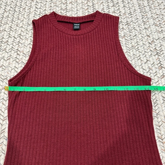 NWOT SHEIN Red Ribbed Crew Neck Tank Top - Picture 6 of 7